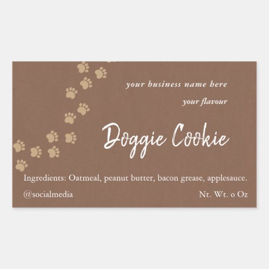 茶色の素朴紙ドッグポーパスドギーのクッキーrect 長方形シール (正面)