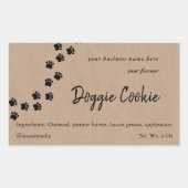 茶色の素朴紙ドッグポーパスドギーcookie 長方形シール (正面)