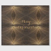 茶色の素朴鏡パターンのクリスマスツリーライト ラッピングペーパー (フラット)