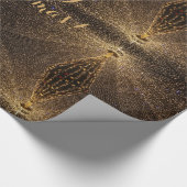 茶色の素朴鏡パターンのクリスマスツリーライト ラッピングペーパー (角)