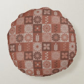 茶色の素朴黄褐色の花離れの円枕 ラウンドクッション (裏面)