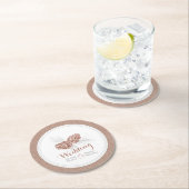 茶色の結婚冬の松コーン紙コースター ラウンドペーパーコースター (インサイチュ)