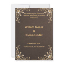 茶色の結婚式招待状とヴィンテージ花