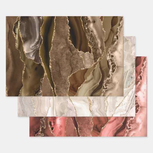 茶色の網掛け紙シート ラッピングペーパーシート (セット)