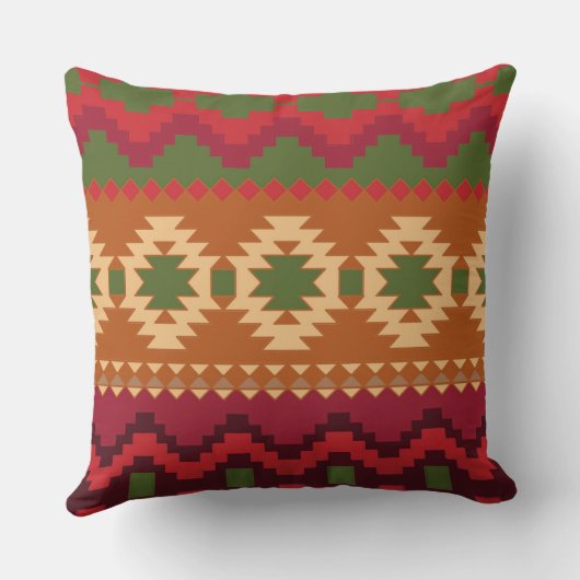 茶色の緑のアステカ装飾用クッション クッション (裏面)