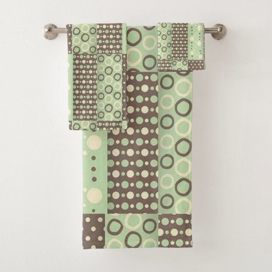 茶色の緑のバスルームのタオルセット バスタオルセット (インサイチュ)