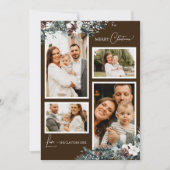 茶色の緑のヴィンテージ4枚のフォトコラージュ シーズンカード (正面)