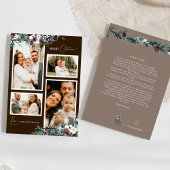 茶色の緑のヴィンテージ4枚のフォトコラージュ シーズンカード