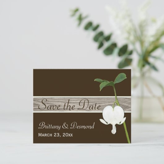 茶色の緑の出血ハート日付はがきを保存 案内ポストカード (スタンド正面)