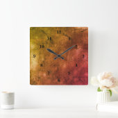 茶色の緑の大理石、レインボーアート スクエア壁時計 (ホーム)