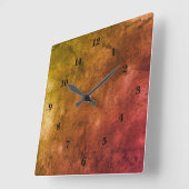 茶色の緑の大理石、レインボーアート スクエア壁時計 (傾斜)