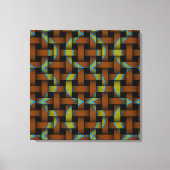 茶色の緑の部族アートサークルのパターン織りキャンバス キャンバスプリント (正面)