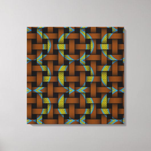 茶色の緑の部族アートサークルのパターン織りキャンバス キャンバスプリント (正面)
