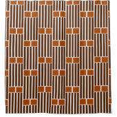 茶色の線とボックス シャワーカーテン (正面)