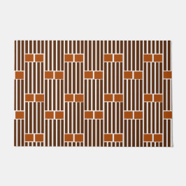 茶色の線とボックス ドアマット