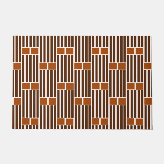 茶色の線とボックス ドアマット (正面)