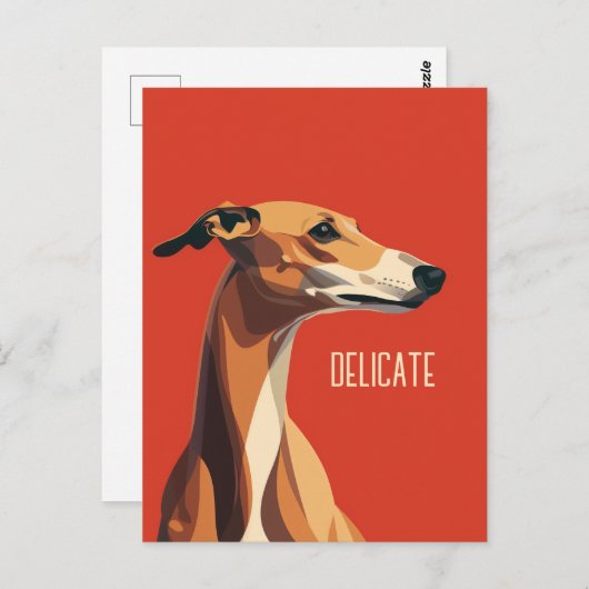 茶色の繊細なグレイハウンド ポストカード (正面/裏面)