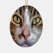 茶色の美しいマタタビ猫のクローズアップ肖像画 セラミックオーナメント (右)