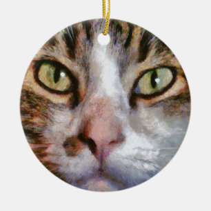 茶色の美しいマタタビ猫のクローズアップ肖像画 セラミックオーナメント