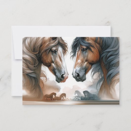 茶色の美しい馬に名前を付ける ノートカード (正面)