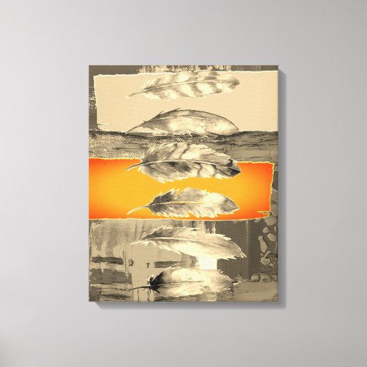 茶色の羽抽象芸術引き伸ばしキャンバス印刷 キャンバスプリント (正面)