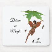 茶色の翼のマウスパッドを持つ可愛い妖精 マウスパッド (正面)