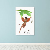 茶色の翼を伸ばした可愛い妖精キャンバス印刷 キャンバスプリント (インサイチュ (ウッドフロア))