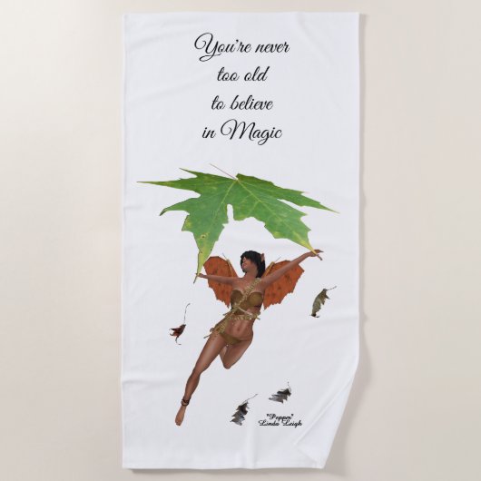 茶色の翼を持つかわいい妖精ビーチタオル ビーチタオル (正面)