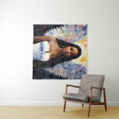 茶色の肌の天使の女性の水のカラーアート タペストリー (インサイチュ(横))