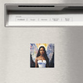 茶色の肌の天使の女性の水のカラーアート マグネット (インサイチュ (食洗機))