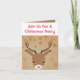 茶色の背景にいるトナカイのイラスト 招待状
