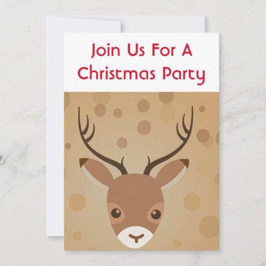 茶色の背景にいるトナカイのイラスト 招待状 (正面)