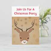 茶色の背景にいるトナカイのイラスト 招待状 (スタンド正面)