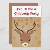 茶色の背景にいるトナカイのイラスト 招待状 (正面/裏面)