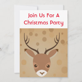 茶色の背景にいるトナカイのイラスト 招待状
