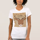 茶色の背景にいるトナカイのイラスト Tシャツ (正面)