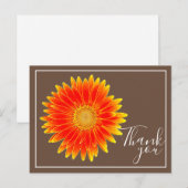 茶色の背景にオレンジ色のダリアの花　ありがとう ポストカード (正面/裏面)