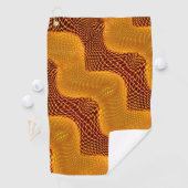 茶色の背景にオレンジ色の曲線と金色のポイント ゴルフタオル (インサイチュ)