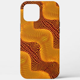 茶色の背景にオレンジ色の曲線と金色のポイント iPhone 12 PRO MAX ケース
