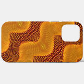 茶色の背景にオレンジ色の曲線と金色のポイント Case-Mate iPhoneケース (裏面 (横))