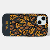 茶色の背景にオレンジ色の秋の葉 Case-Mate iPhoneケース (裏面 (横))