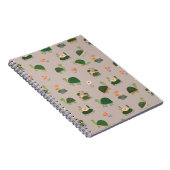 茶色の背景にカメとハスの葉 ノートブック (右側)