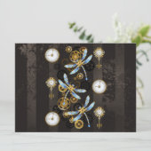 茶色の背景にスチームパンクストライプのトンボ アドバイスカード (スタンド正面)