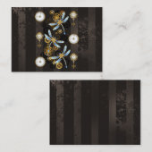 茶色の背景にスチームパンクストライプのトンボ アドバイスカード (正面/裏面)