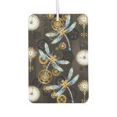 茶色の背景にスチームパンクストライプのトンボ カーエアーフレッシュナー (正面)