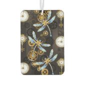 茶色の背景にスチームパンクストライプのトンボ カーエアーフレッシュナー (裏面)