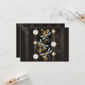 茶色の背景にスチームパンクストライプのトンボ カード (正面/裏面インサイチュ)