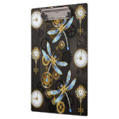 茶色の背景にスチームパンクストライプのトンボ クリップボード (左)