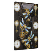 茶色の背景にスチームパンクストライプのトンボ クリップボード (右)