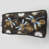 茶色の背景にスチームパンクストライプのトンボ ゴルフヘッドカバー (正面)